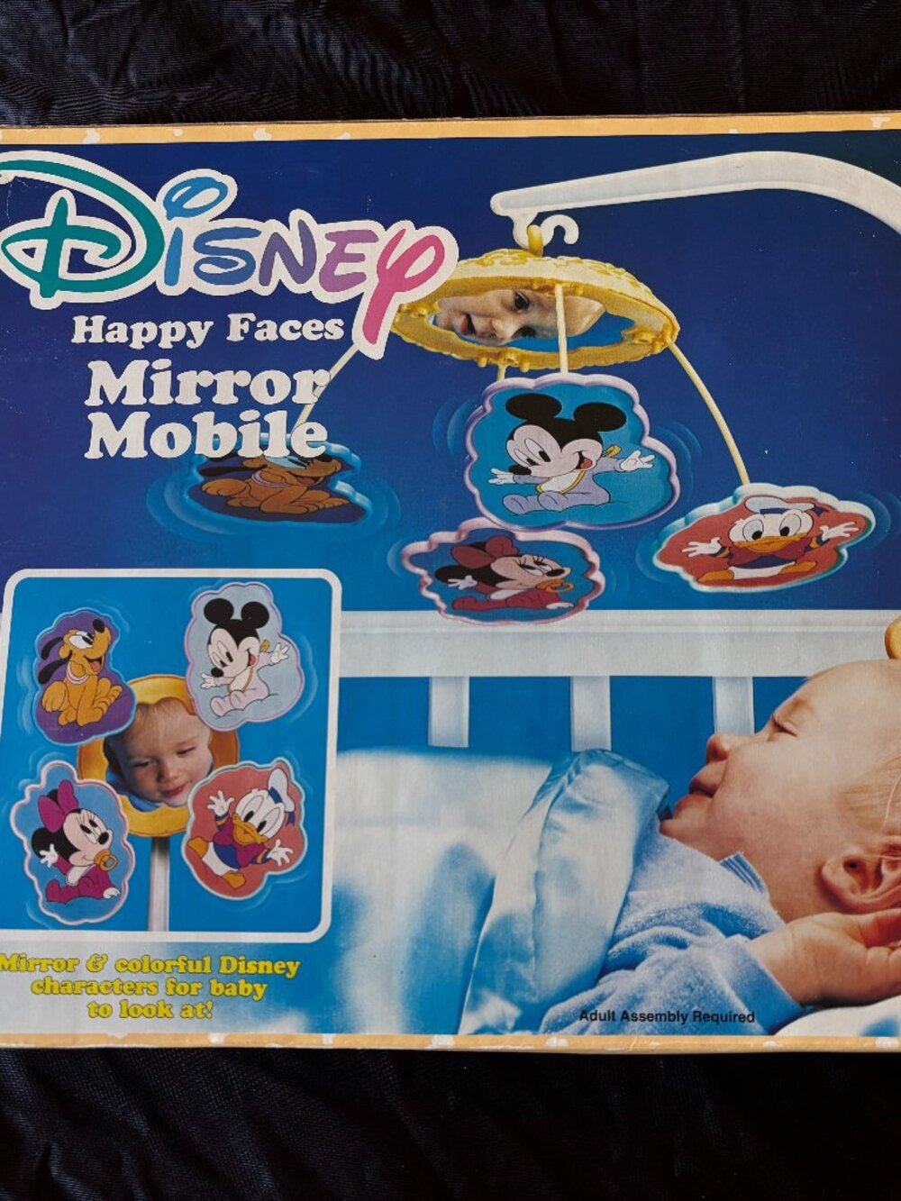 Rare Mattel Disney Happy Faces Mirror Nursery Crib Mobile 1990s